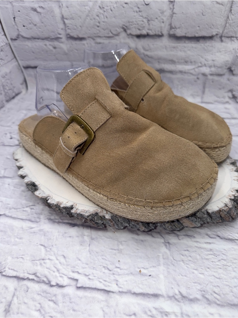 New Haute Hippie Aria 100% Suede Buckle Espadrille Mule Clogs Women's Size 9.5 - Picture 2 of 8